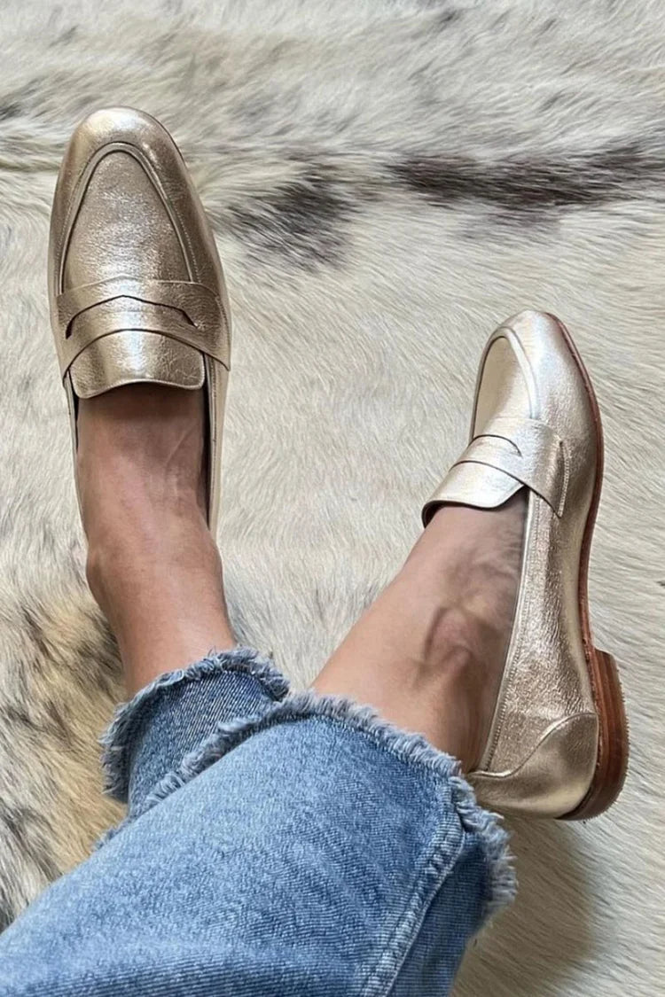 Danielle | Mocassins Patchwork avec Bout Rond et Petit Talon