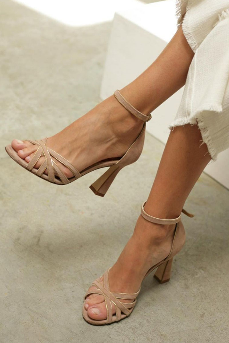 Elviera™ | Sandales à bout rond en patchwork avec talon fin