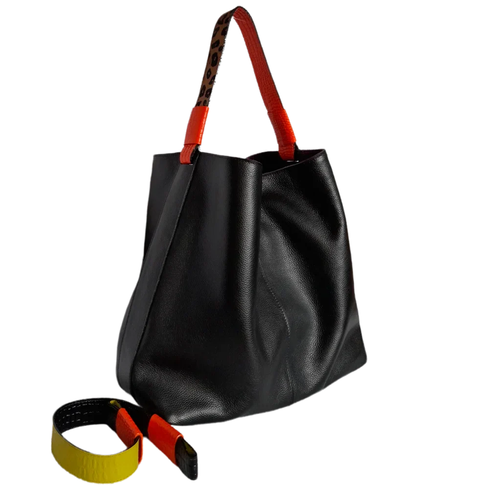 Addison™ | Graceful Black Leather Handbag