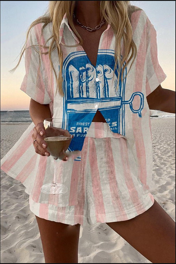 Silava™ | Sardine Print Linen Short Set