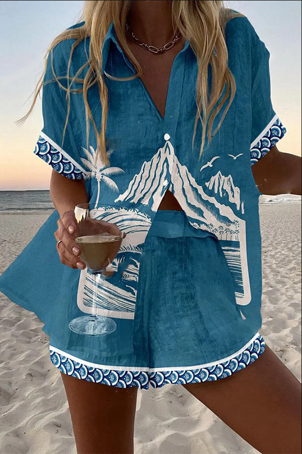 Virina™ | Mount Fuji Linen Short Set