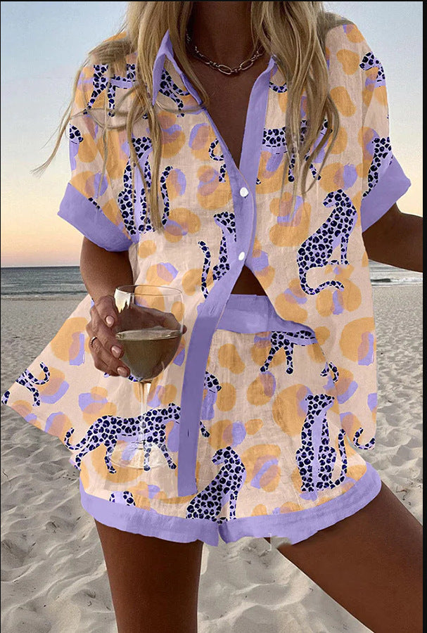 Reolia™ | Leopard Print Linen Short Set
