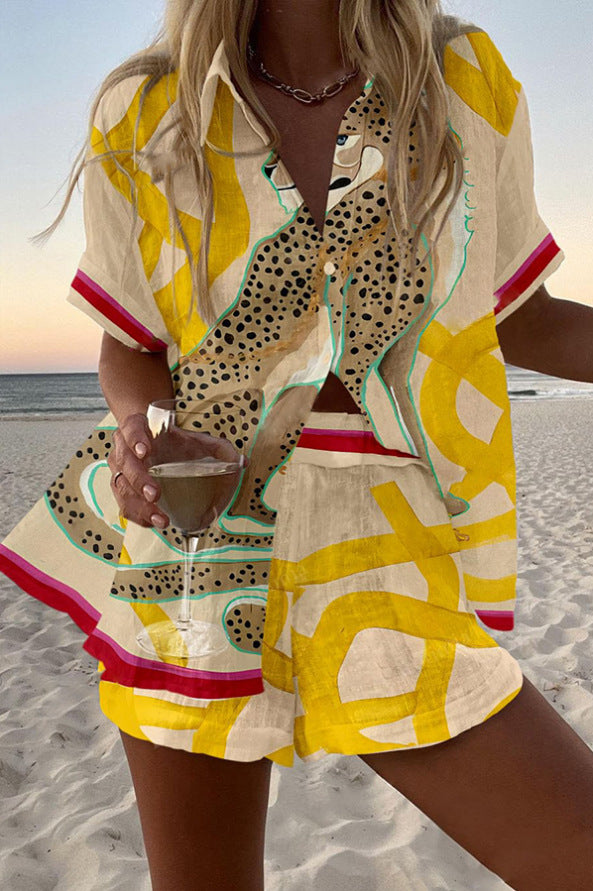 Casima™ | Cheetah Print Linen Short Set
