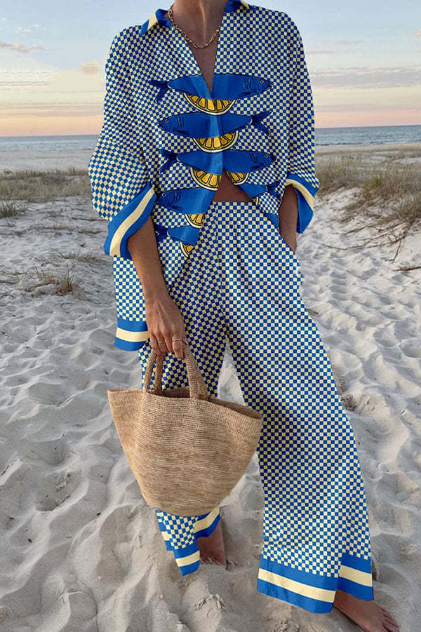 Trivela™ | Sardine and Lemon Print Linen Set