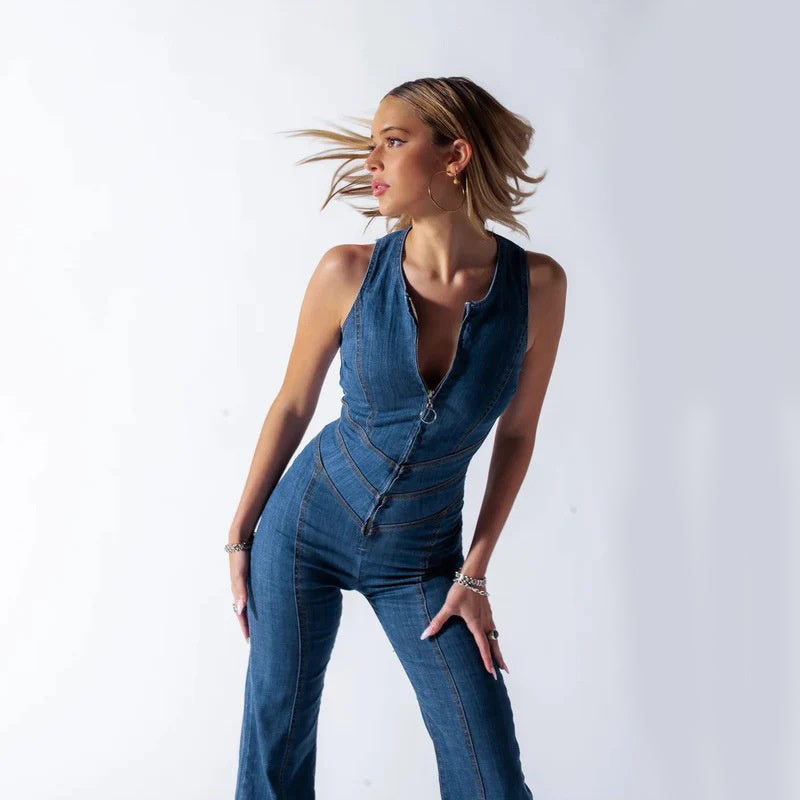 Carice™ | Combinaison en denim sans dos 
