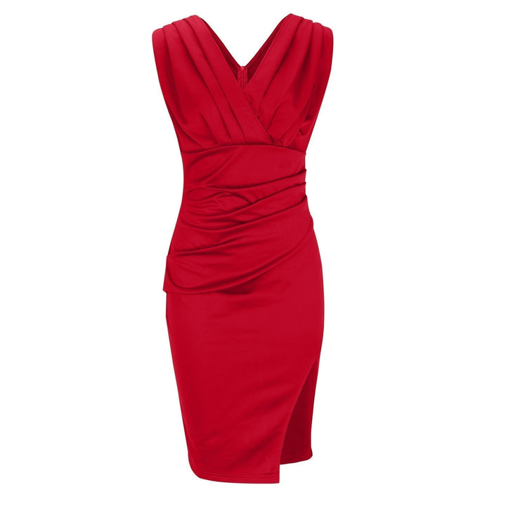 Florine | Robe ajustée avec col en V et fente 
