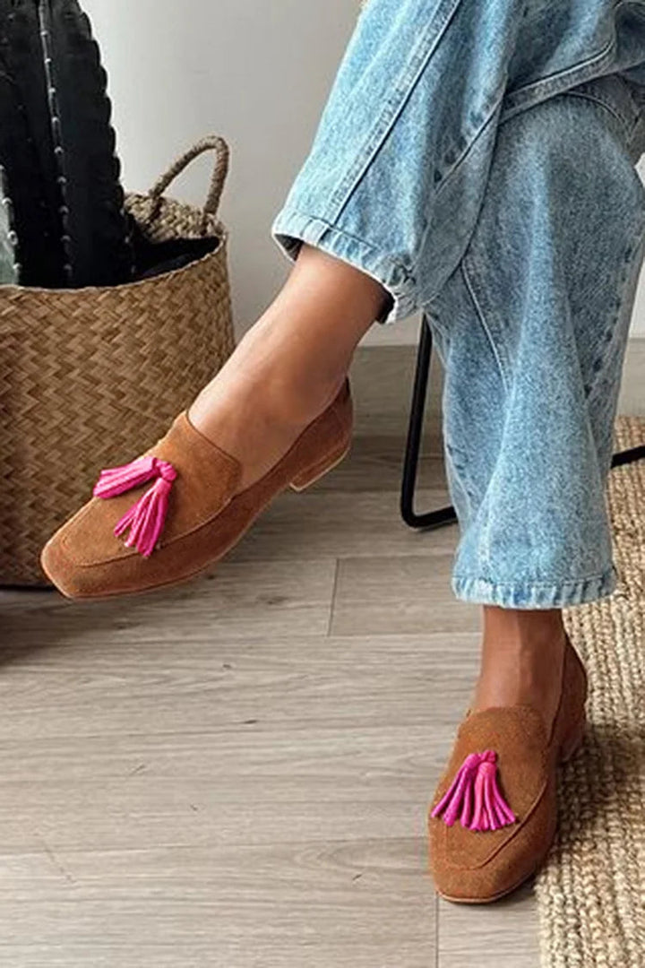 Monique | Mocassins à empiècements de couleurs avec bout carré 