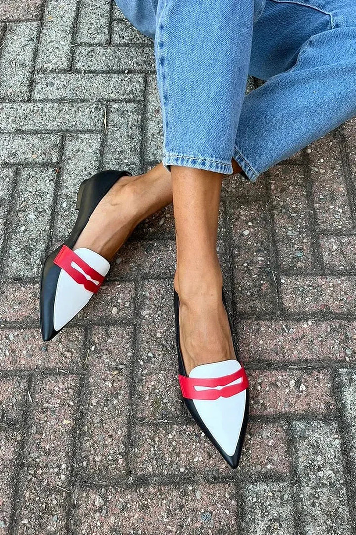 Ilse | Mocassins à patchwork colorblock avec boucle et bout pointu 
