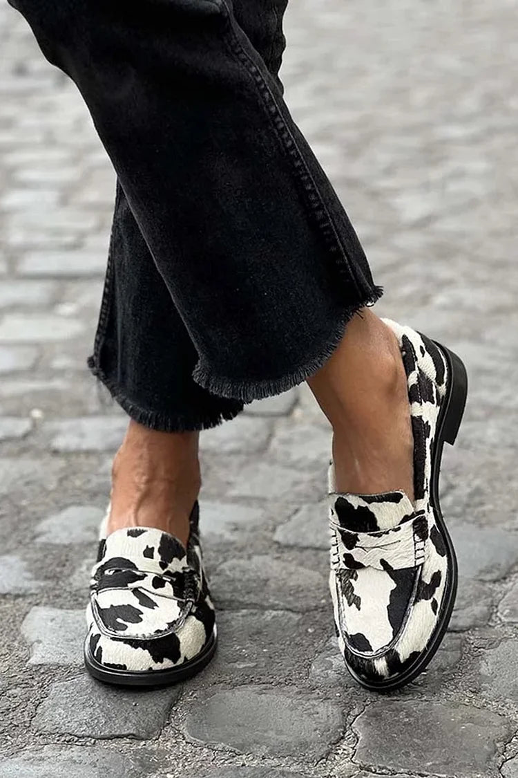 Veerle | Mocassins en cuir imprimés patchwork avec bout rond 