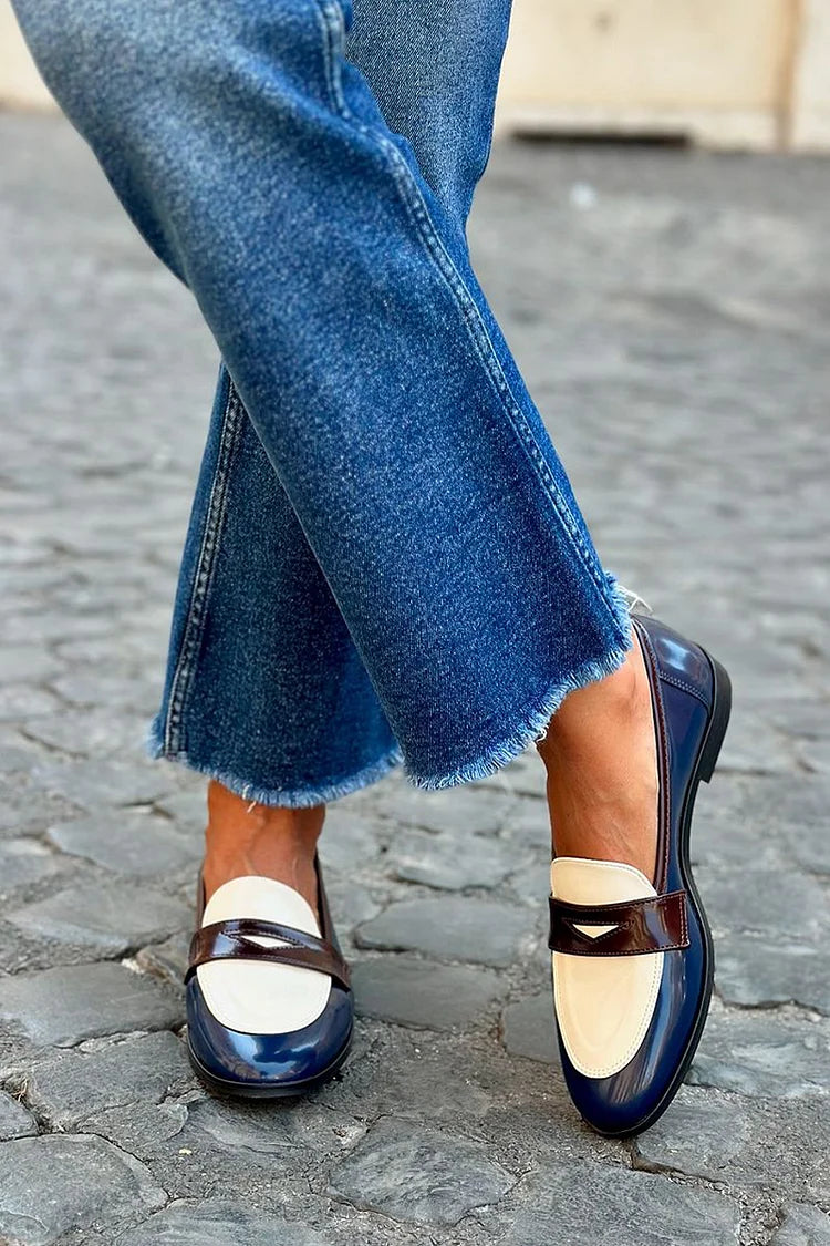 Marleen | Mocassins bleu marine avec petit talon 
