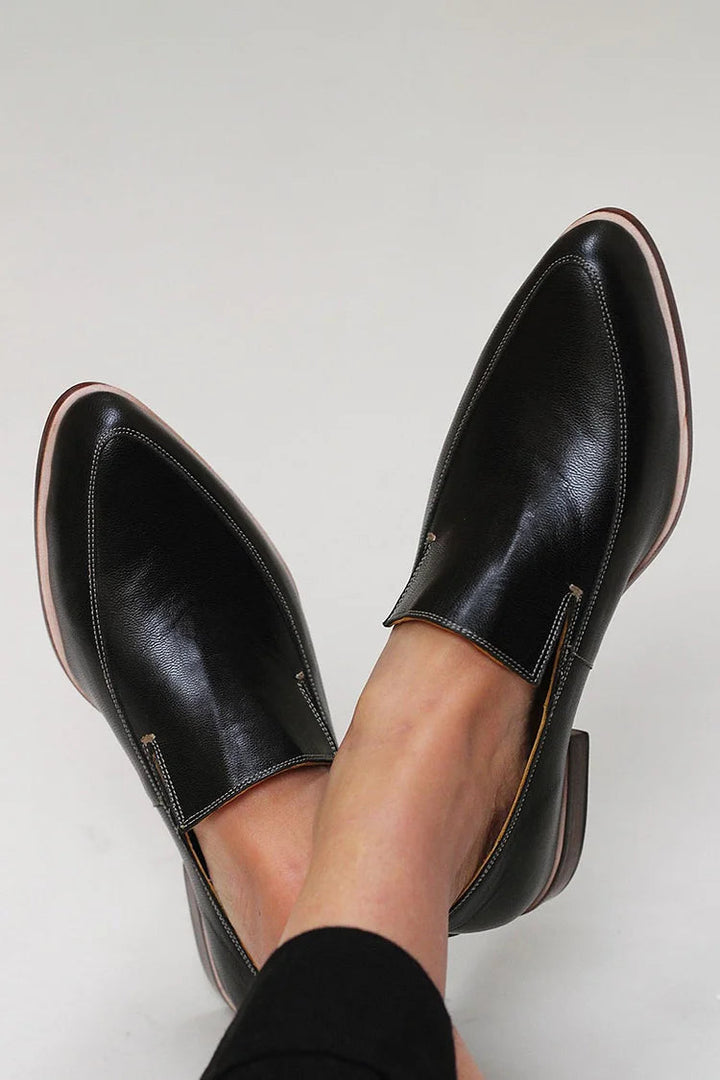 Annelies | Mocassins noirs à bout pointu 