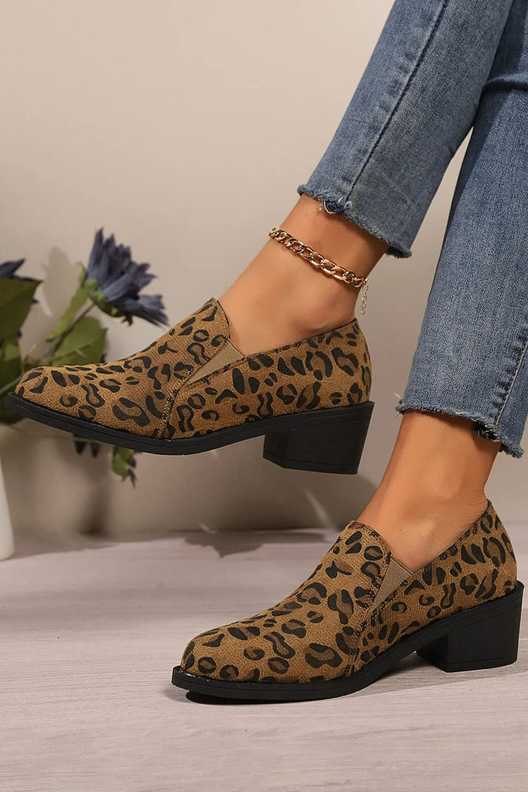 Angélique | Mocassins à bout rond avec talon large 