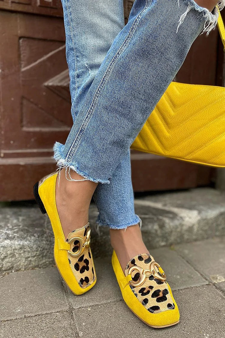 Diana | Mocassins décontractés avec finition métallique et coutures imprimé léopard 