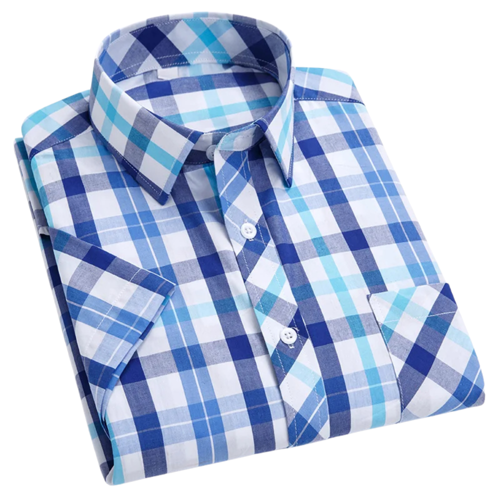 Chemise à carreaux à manches courtes en coton 