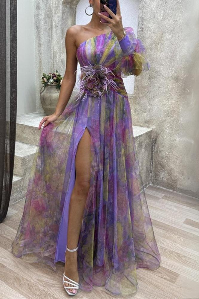 Kayla - Robe Maxi Florale Asymétrique 