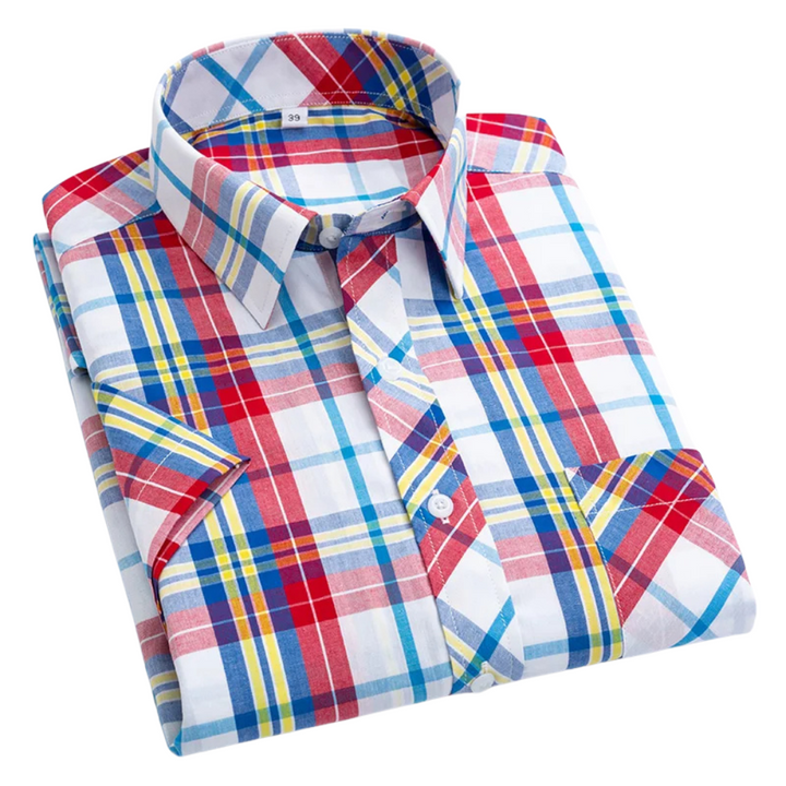 Chemise à carreaux à manches courtes en coton 