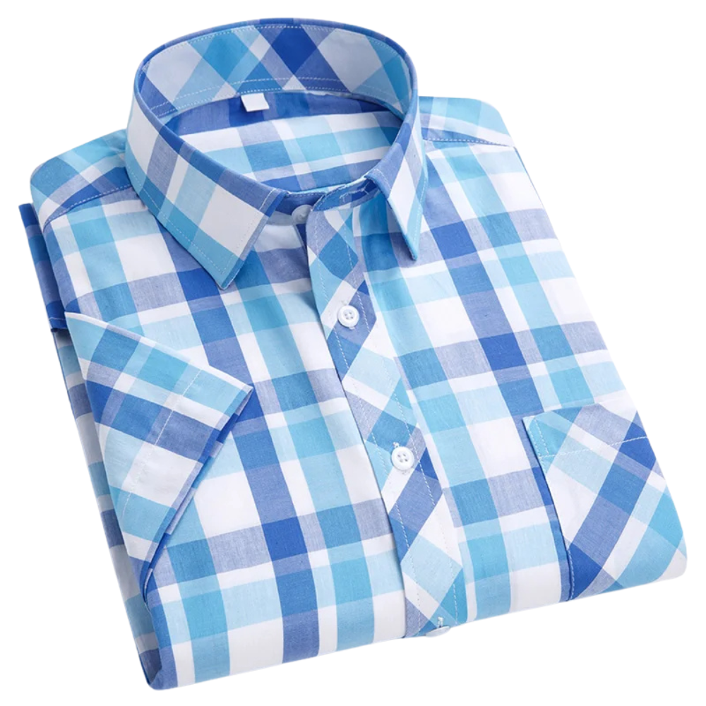 Chemise à carreaux à manches courtes en coton 
