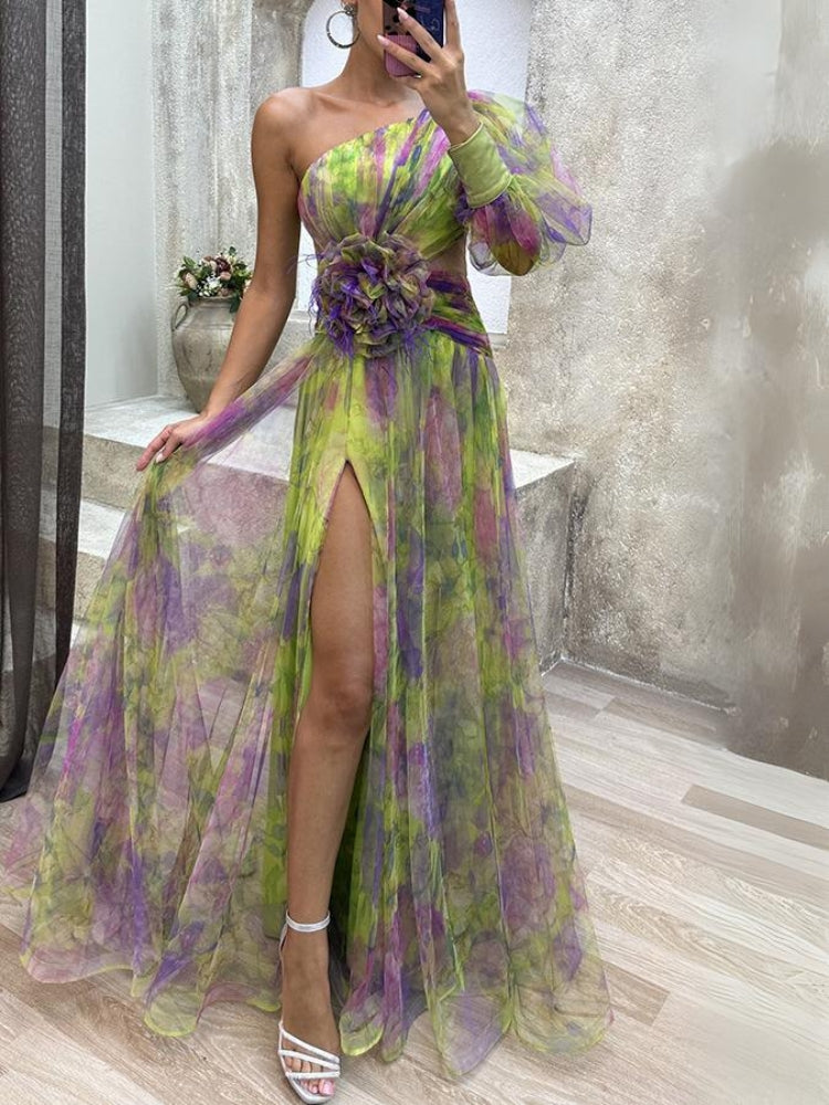 Kayla - Robe Maxi Florale Asymétrique 