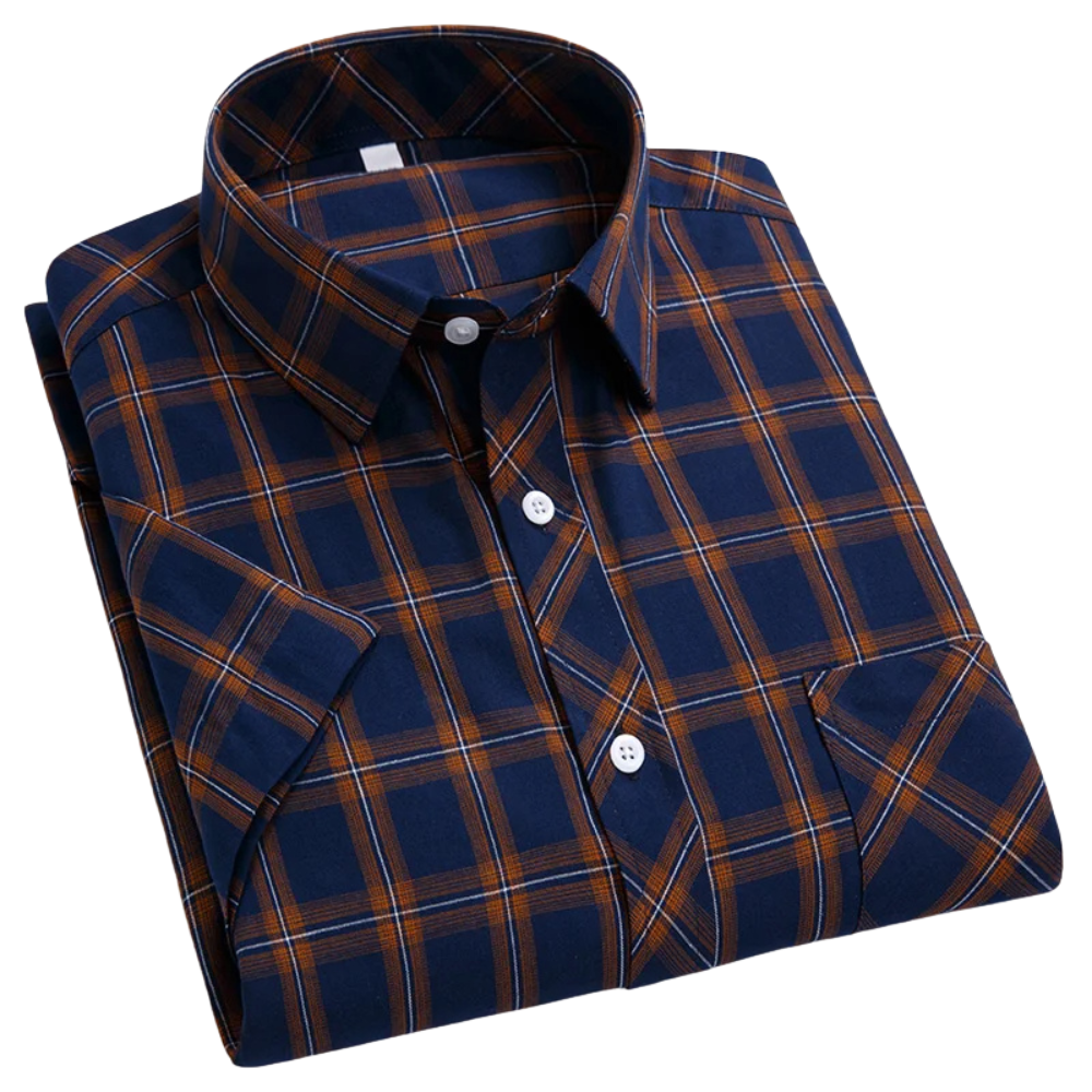 Chemise à carreaux à manches courtes en coton 