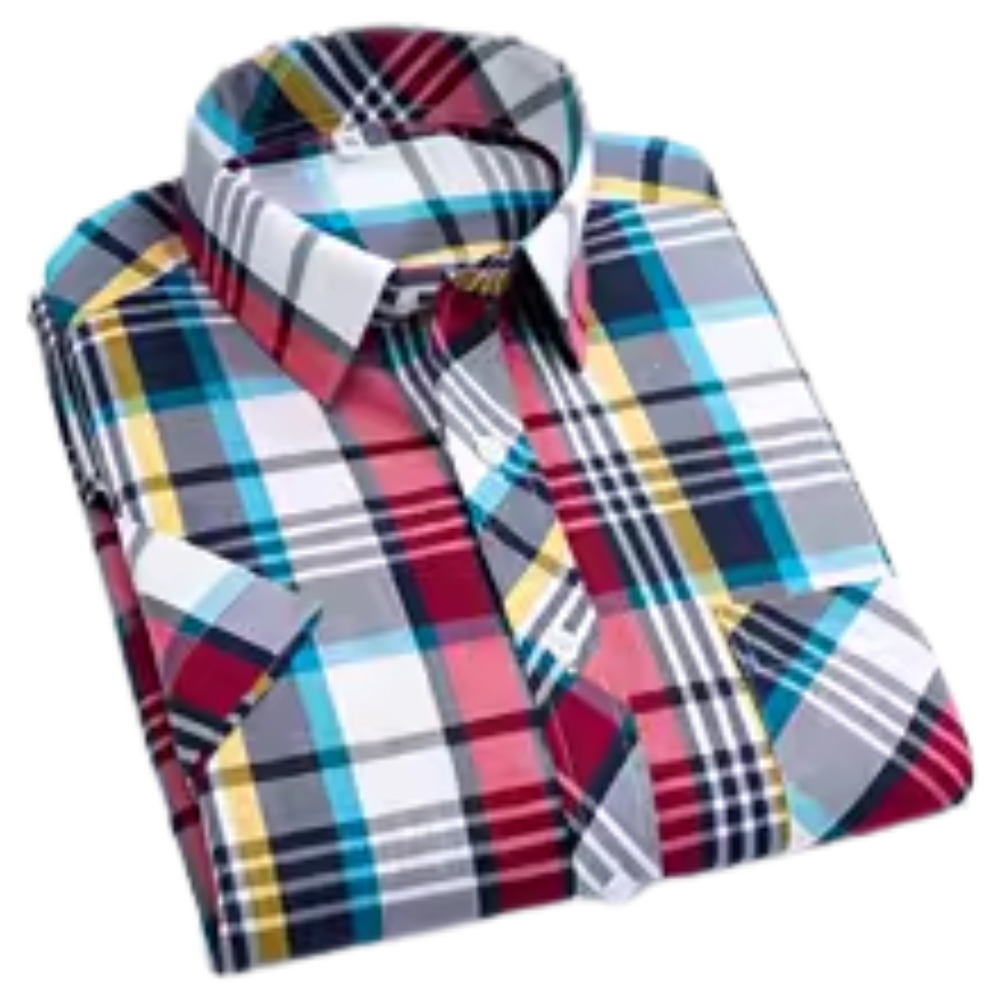 Chemise à carreaux à manches courtes en coton 