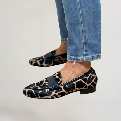 Joosje | Mocassins imprimé vache cosy chic 