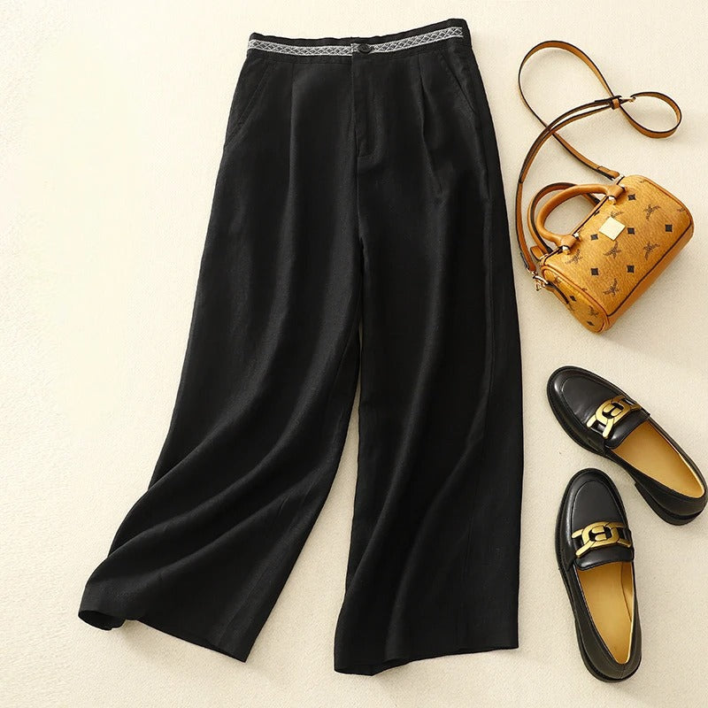 Pantalon en lin classique pour femmes 