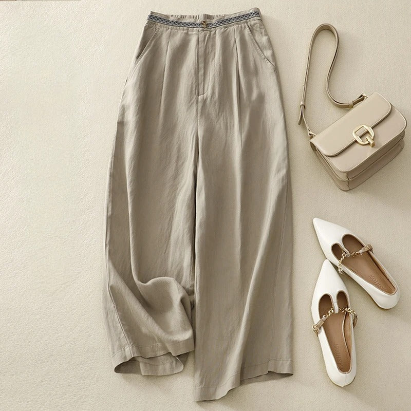 Pantalon en lin classique pour femmes 