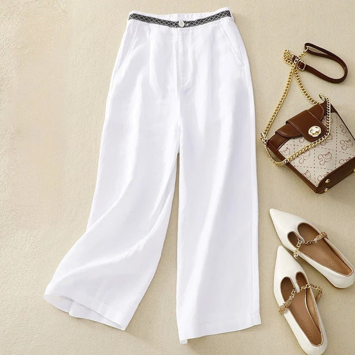 Pantalon en lin classique pour femmes 