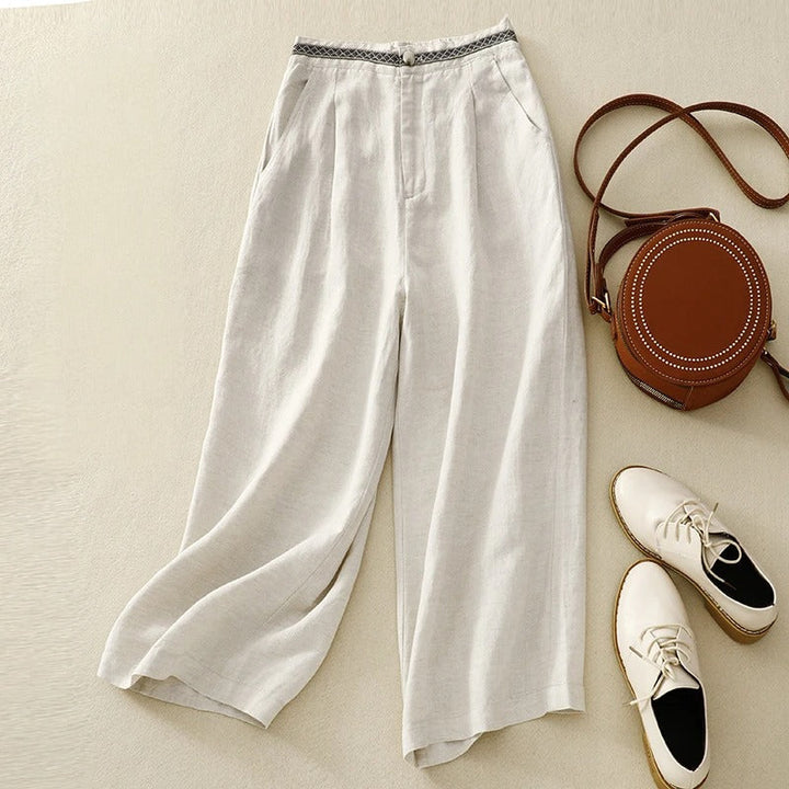 Pantalon en lin classique pour femmes 