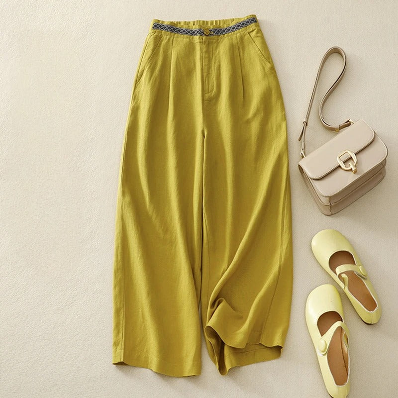 Pantalon en lin classique pour femmes 