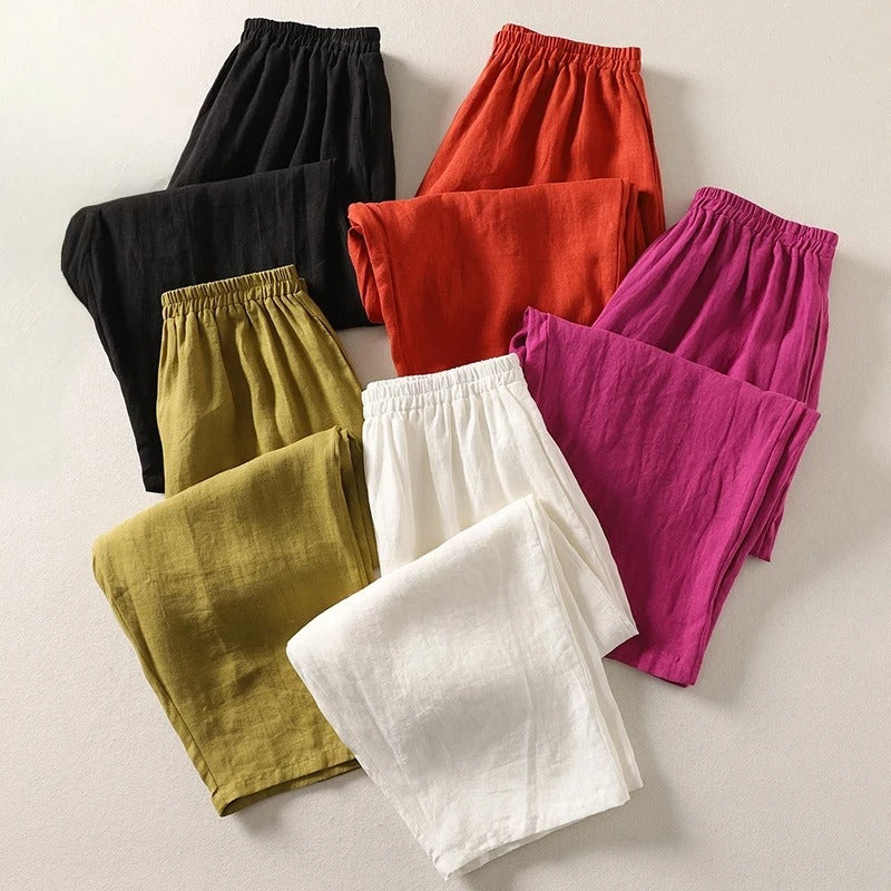 Pantalons en lin léger pour femmes 