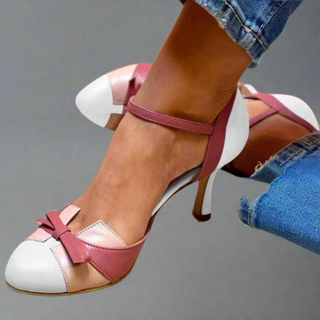 Bellarosa | Sandales colorées avec nœud et bride, bout rond 