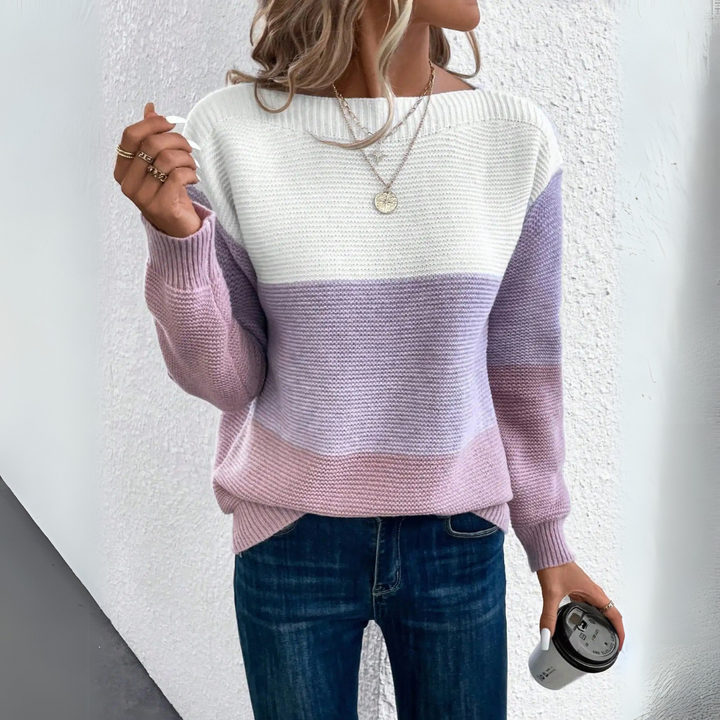 Clara | Pull Élégant Patchwork Tricolore 