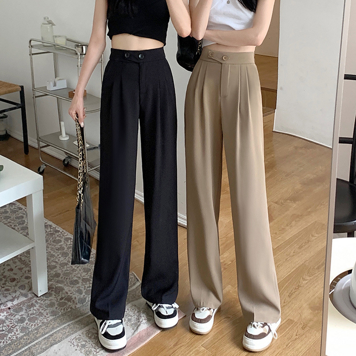 Pantalon large taille haute 