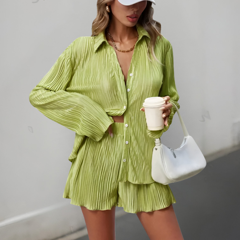 Fay™ | Ensemble coordonné avec manches longues et shorts fluides 