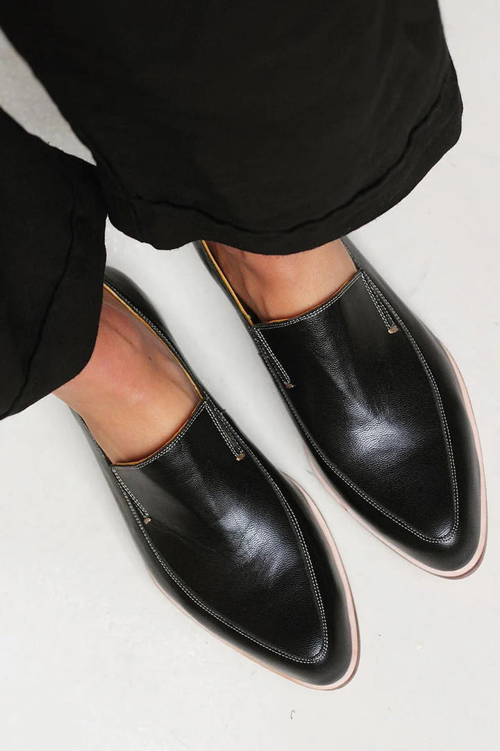 Annelies | Mocassins noirs à bout pointu 