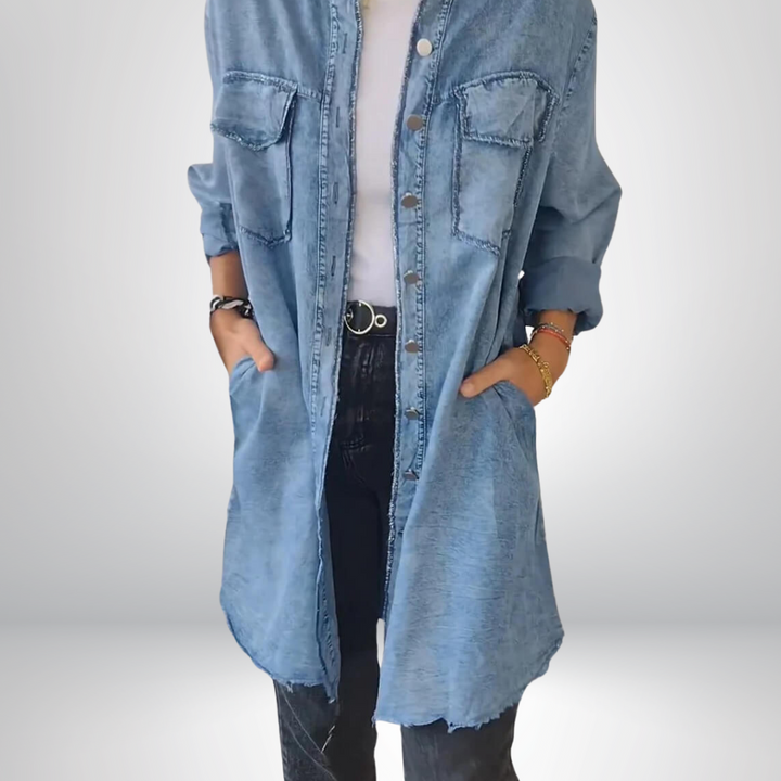 Sofia® | Veste en jean à manches longues élégante et polyvalente avec col 