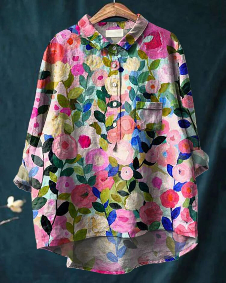 Lila - Blouse Élégante à Motifs Floraux 