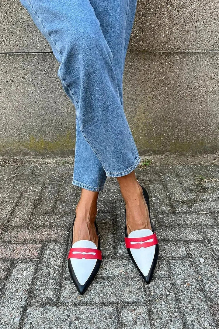 Ilse | Mocassins à patchwork colorblock avec boucle et bout pointu 