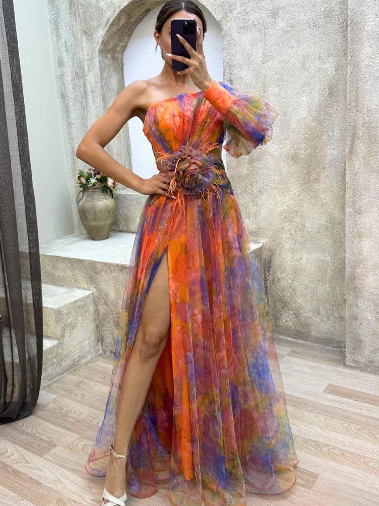 Kayla - Robe Maxi Florale Asymétrique 