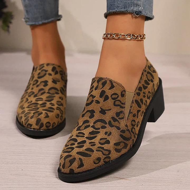 Angélique | Mocassins à bout rond avec talon large 