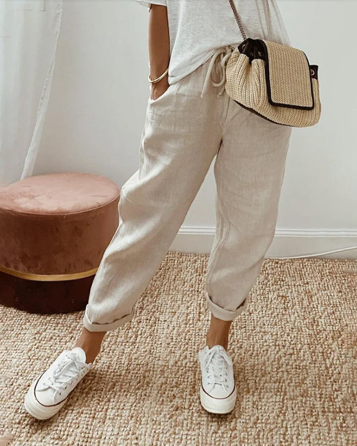 Pantalon en lin anti-transpiration décontracté et élégant 