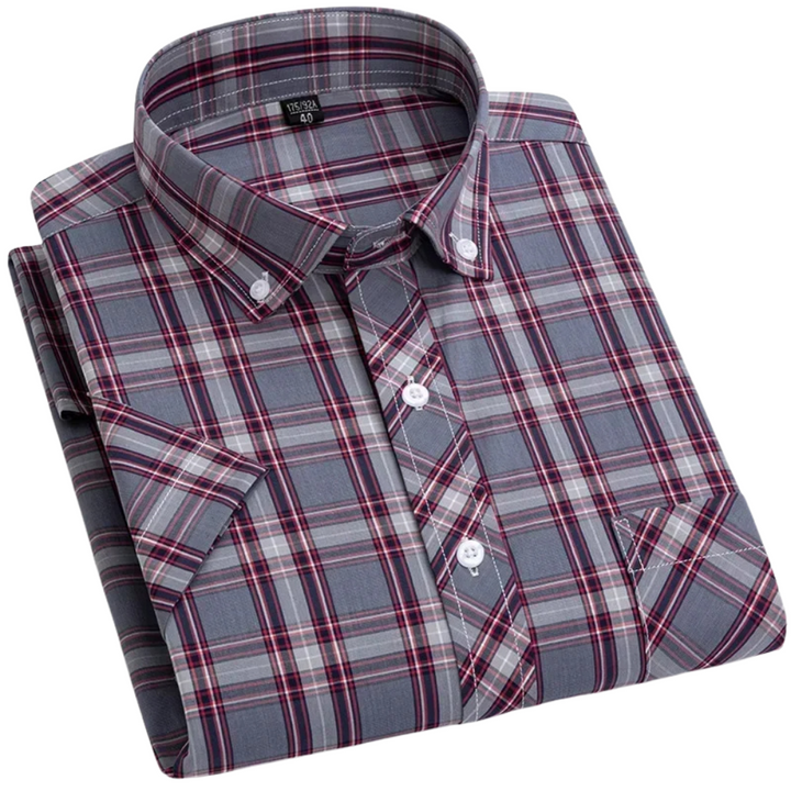 Chemise à carreaux à manches courtes en coton 