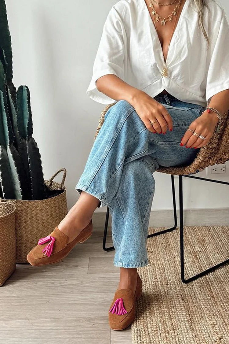 Monique | Mocassins à empiècements de couleurs avec bout carré 