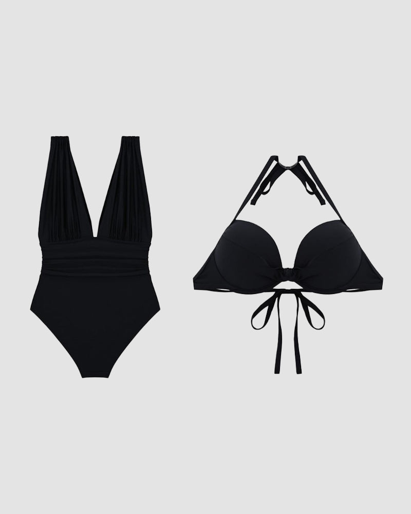 Remita™ | Maillot de bain à col en V sculptant la silhouette avec contrôle du ventre 
