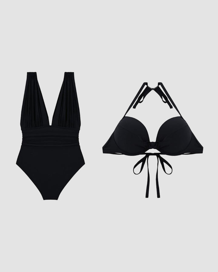 Remita™ | Maillot de bain à col en V sculptant la silhouette avec contrôle du ventre 