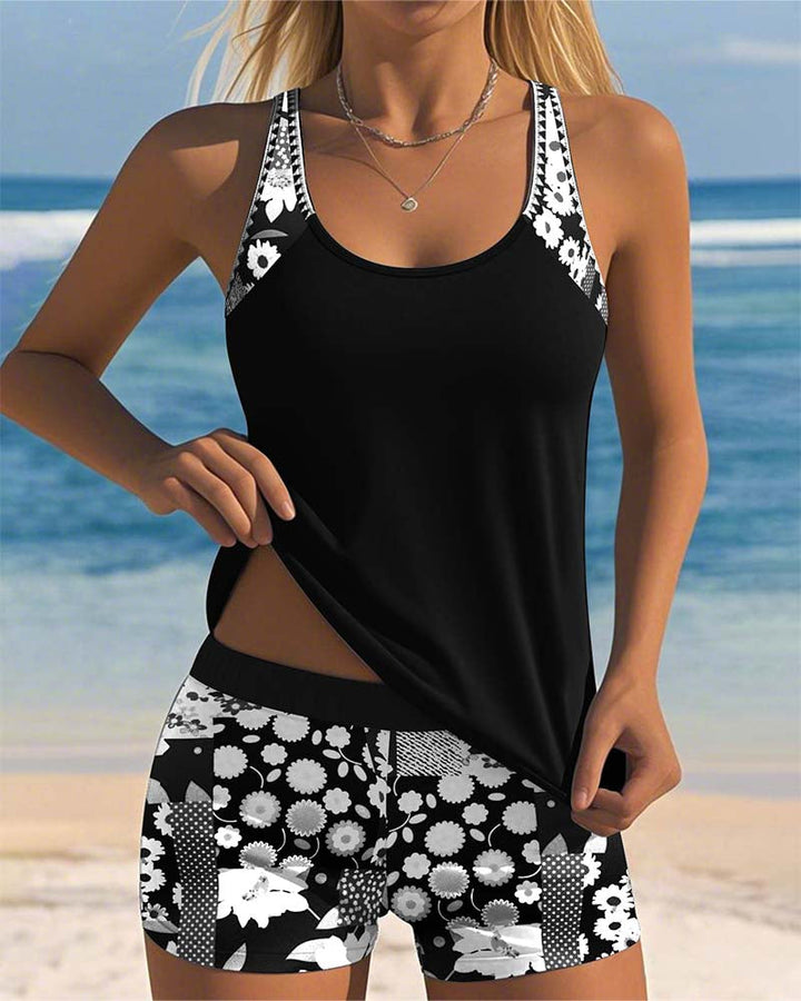 Alritta™ | Maillot de bain deux pièces coupe ample avec ambiance florale de plage 