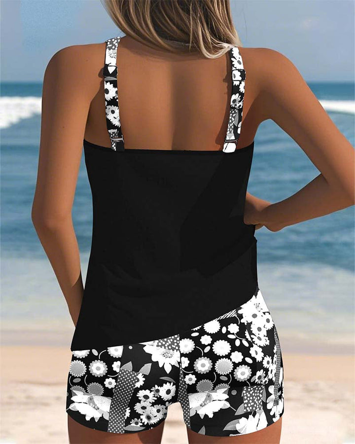 Alritta™ | Maillot de bain deux pièces coupe ample avec ambiance florale de plage 