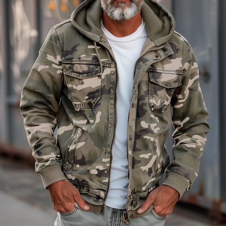 Glacium™ | Veste Cargo Camouflage avec Capuche et Poches Polyvalentes 