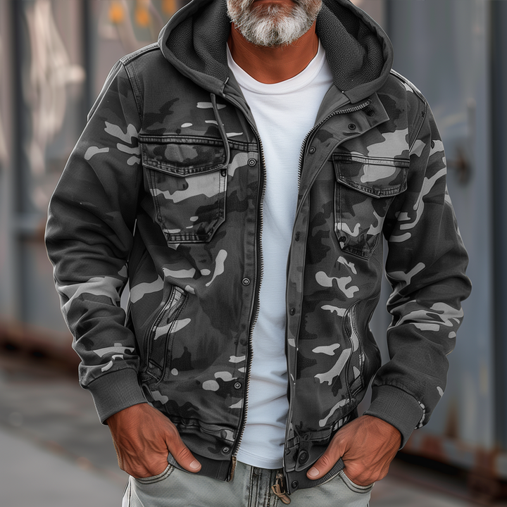 Glacium™ | Veste Cargo Camouflage avec Capuche et Poches Polyvalentes 